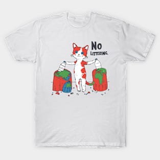 Stop Littering Cat Environment Protection Recycle T-Shirt